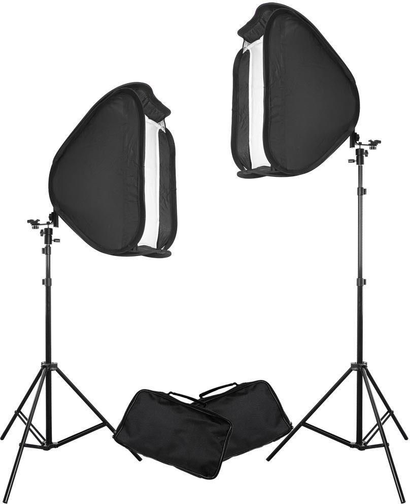 2x 24" 60cm Photo Studio Soft Boxes 2x2M Stands Kit For Speedlite Flash Light