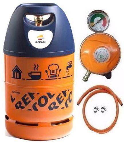 Repsol 12.5kg Light Weight Butano Gas Cylinder, Metered Regulator, 8 YARDS Hose & Clips