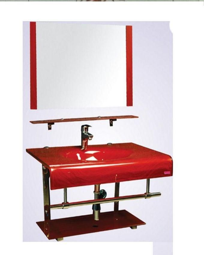 San George Design Basin Bathroom Unit Red 80 Cm With Shelves