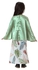 فستان مكون من بلوزة بأكمام جناح الخفاش وتنورة أخضر/أبيض