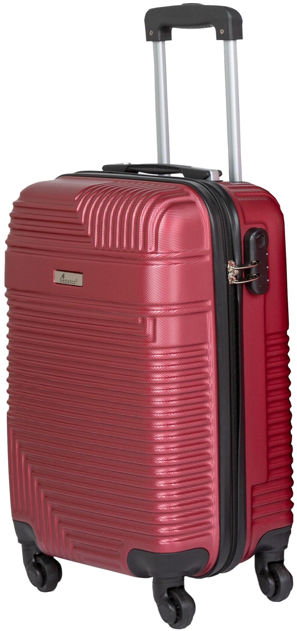 Senator Hard Case Medium Luggage Trolley Suitcase for Unisex ABS Lightweight Travel Bag with 4 Spinner Wheels KH120 Burgundy