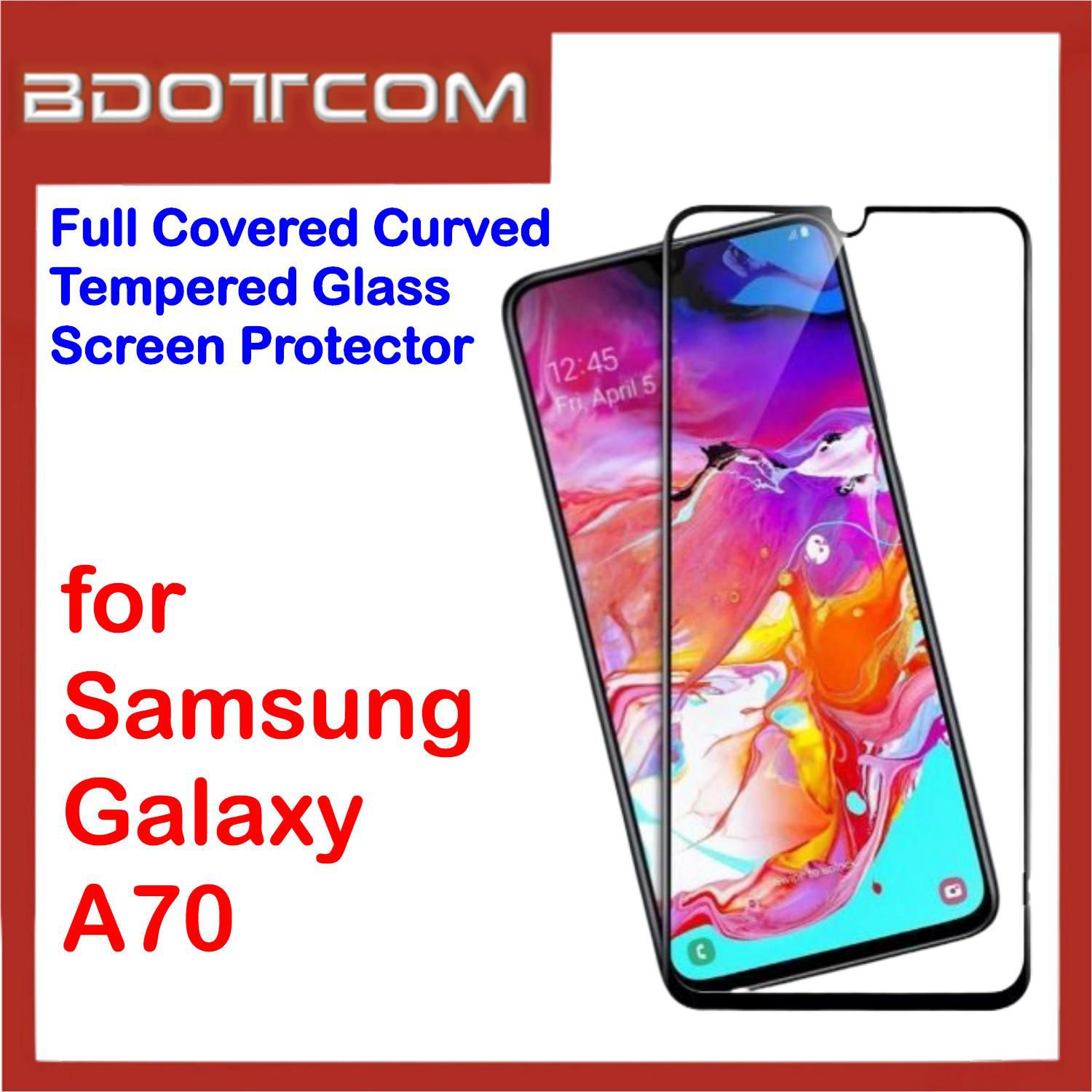 Bdotcom Full Covered Curved Glass Screen Protector for Samsung Galaxy A70 (Black)