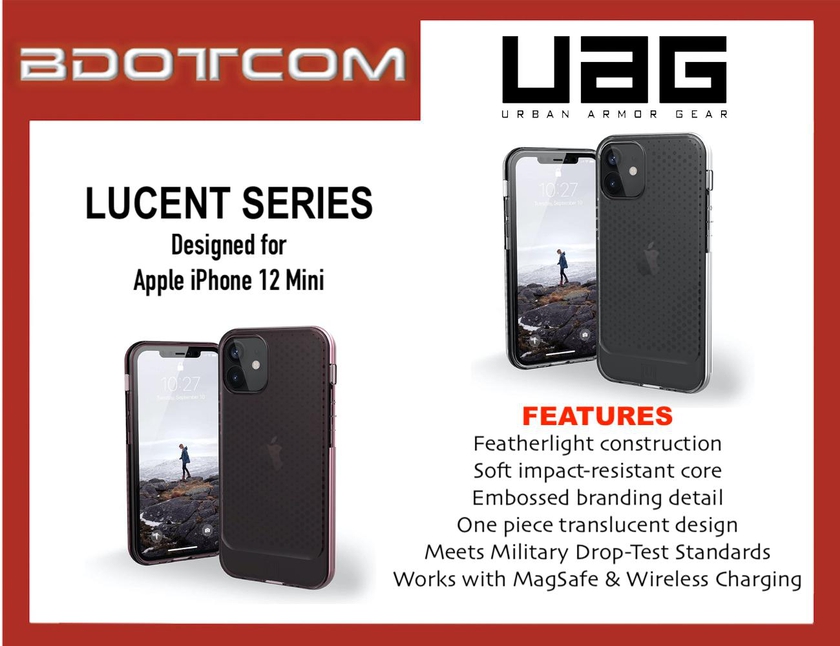 Bdotcom Original UAG Lucent Series Protective Cover Case for Apple iPhone 12 Mini