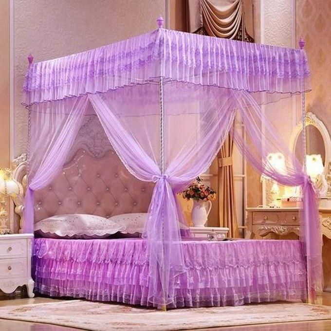 Fashion 6 By 6-4 Stand Mosquito Net With Metallic Stand-Purple Net