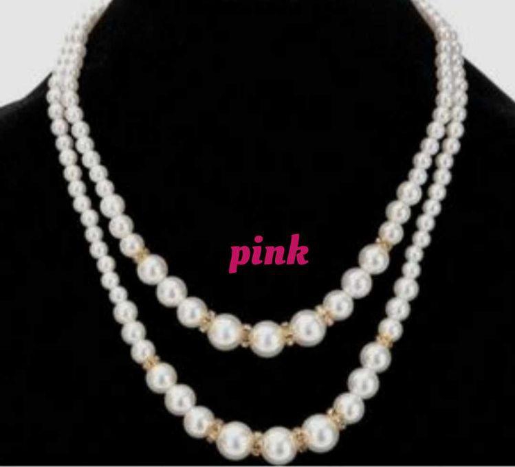 A Pretty Layered Pearl Necklace - With Diamond Lobes