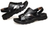 Fashion 【 Cowhide - Black 】 Mens Shoes Men's Sandals Slippers Leather Open Toe Sports.