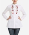 Femina Embroidered Shirt & Tunic Top - Red & White