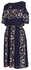 Gamiss Fashion Floral Print Strapless Maxi Dress - Navy