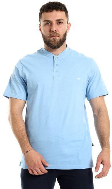 Diadora Men Cotton Basic Shirt Neck Style T-Shirt - Blue Sky