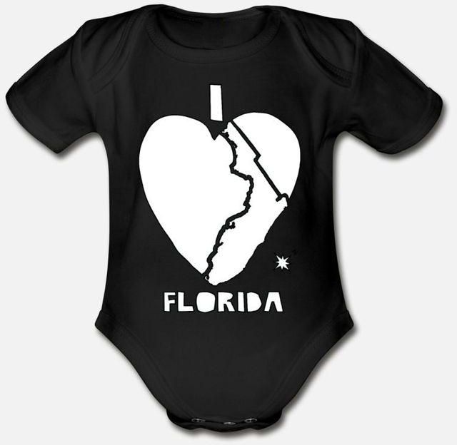 I Heart Florida White Organic Short Sleeve Baby Bodysuit