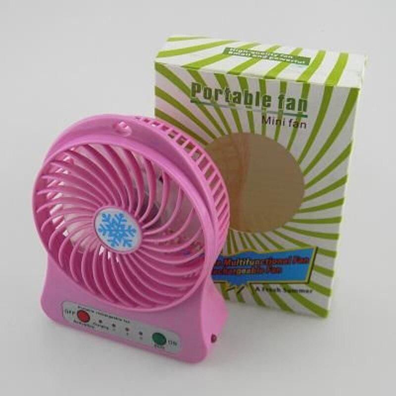 Summer Mini 3 Gear Speed Rechargeable Fan Rechargeable USB Battery Charge Cooling Fan - Pink
