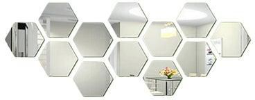 12-Piece 3D Hexagon Wall Sticker Set Silver