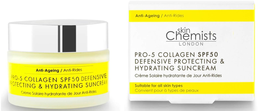 skinChemists London Pro-5 Collagen SPF50 Defensive Anti-Ageing Protecting Hydrating Sun Cream 50ml