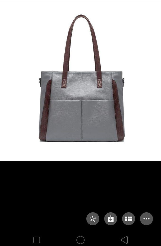 Fashion Grey faux leather top handle hand bag