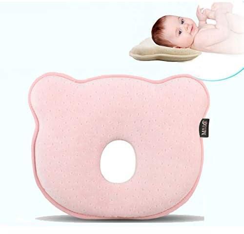 Lixada Newborn Baby Pillow Head Shaping Pillow Prevent Flat Head Memory Foam For Age 0-1 Pink