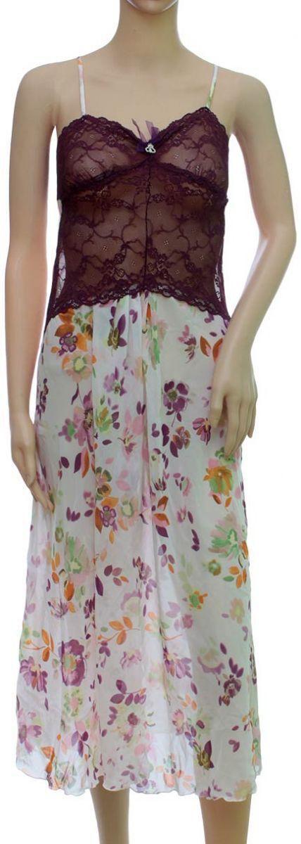 Nightgown 165 For Women Burgundy Multi Color ,Small