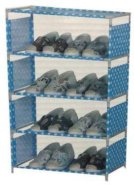 Generic 5 Tiers Portable Shoe Rack - Blue And White Doted