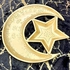 Stellar Stores Star and Crescent Gold Plastic Plate, for Serving Nuts, Almonds, Snacks, Dates, Ramadan Delights