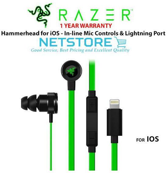 Razer Razer Hammerhead for iOS Lightning Port Gaming Earphone - RZ04-02090100-R3A1 (Black) XJMALL