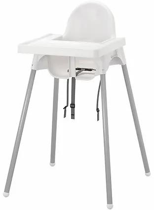 Antilop Highchair With Tray - White & Silver