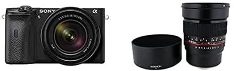 Sony Alpha 6600 Mirrorless APS-C Camera With 18-135 mm with Rokinon 85M-E 85mm F1.4 Fixed Lens for Sony, E-Mount and for Other Cameras,Black