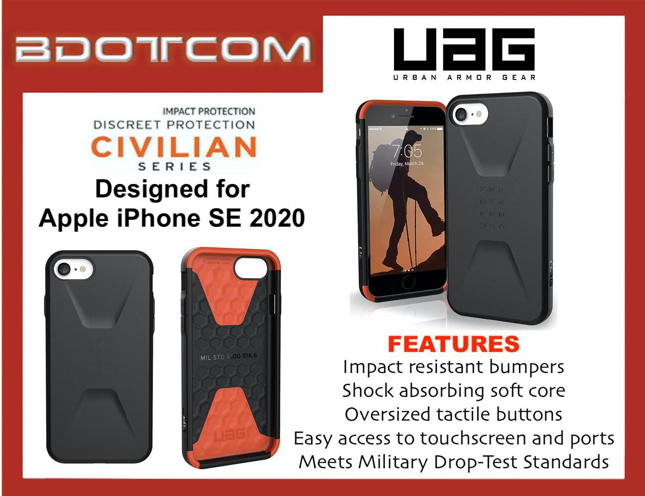 Original UAG Civilian Series Protective Cover Case for Apple iPhone SE 2020