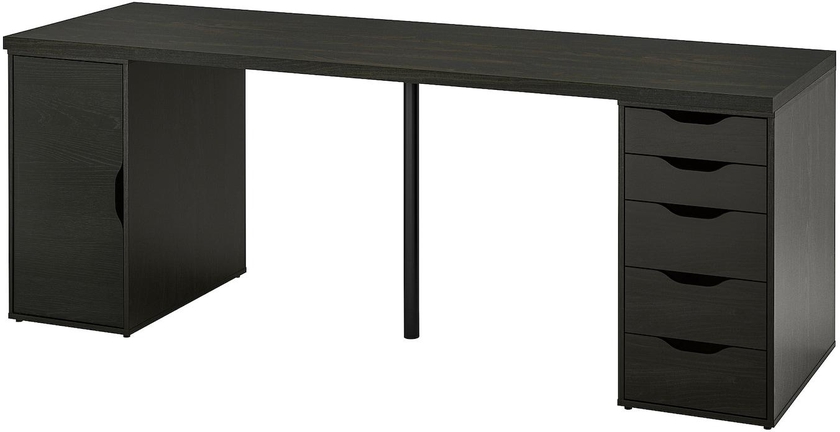 LAGKAPTEN / ALEX Desk - black-brown/black 200x60 cm