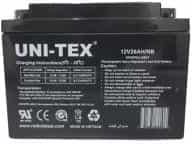 Unitex Rechargeable Acid Battery, 12 Volt, Black- 12V26AH-NB