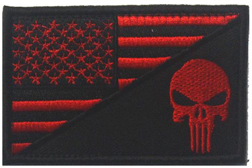 Deltacsgear Punisher American Flag Skull Velcro Patch (Red)