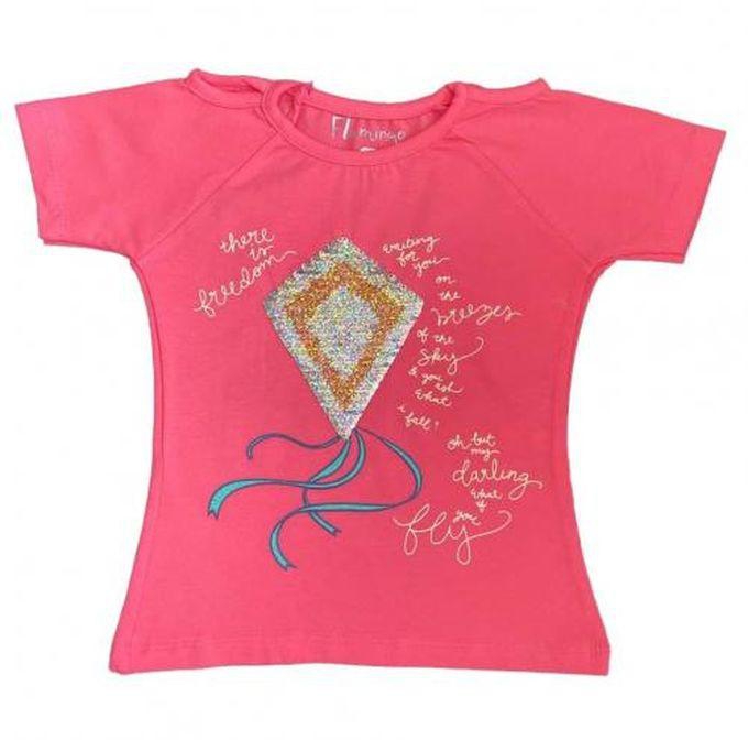 Al Wedad Girl T-Shirt Half Sleeves Printed - 20112 - PINK
