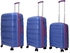 HighFlyer Archie 3 Piece PP Trolley Luggage Set Blue and Purple