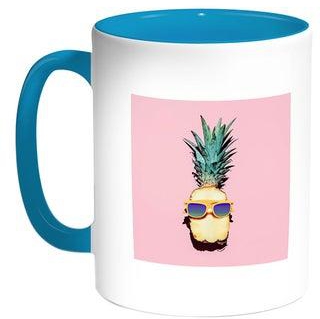 Pineapple Cool Printed Coffee Mug Turquoise/White 11ounce