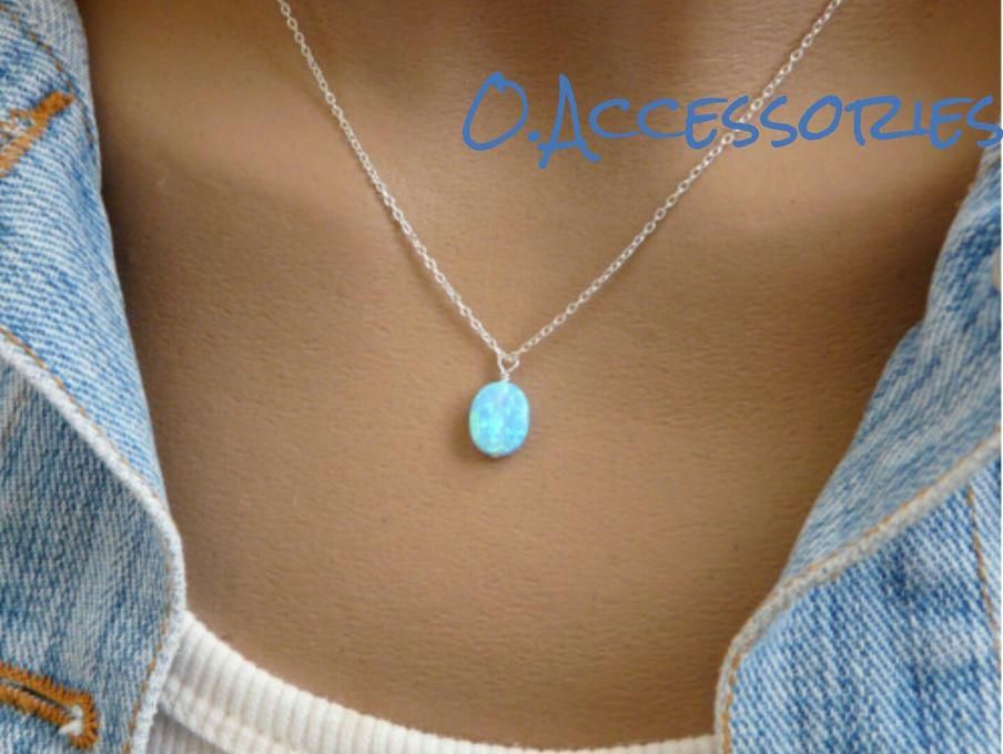O Accessories Necklace Chain Silver _turquoise Stone