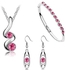 18K White Gold Plated Austrian Crystal Jewellery Set Earrings Necklace and Bangle Pink