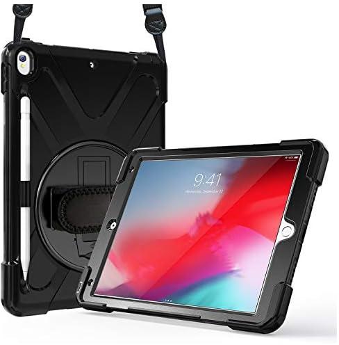 ProCase iPad Air 3 10.5 Case 2019 / iPad Pro 10.5 Case 2017, Rugged Heavy Duty Shockproof Protective Cover Case with Rotating Kickstand for iPad Air (3rd Gen) 10.5" 2019 / iPad Pro 10.5" 2017 -Black