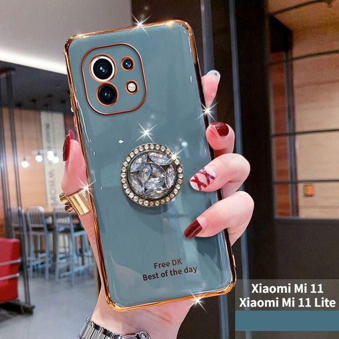 Case For Xiaomi Mi 11 / Lite Electroplated Letters Bling Crystal Holder Cover Soft Casing