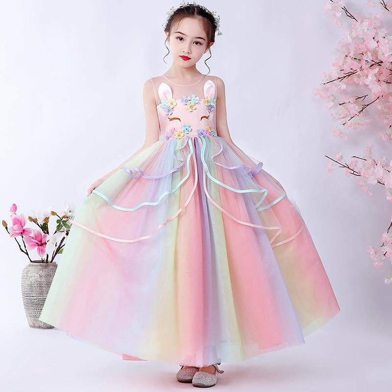 Koolkidzstore Girls Dress Unicorn Princess Dress - 6 Sizes (Pink - White)