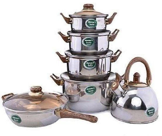 Set Of 6 Cooking Pot, Fry Pan And Kettle.