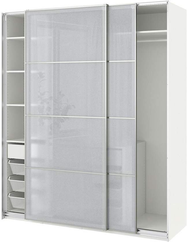 PAX / SVARTISDAL Wardrobe with sliding doors - white/white paper effect 200x66x236 cm