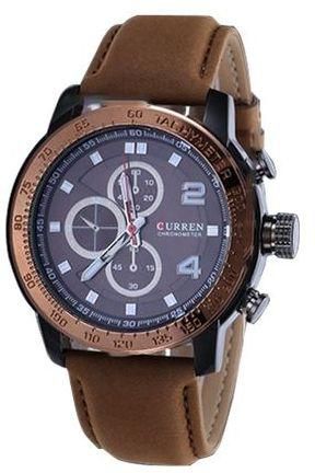 Curren CURREN Men's Waterproof Leather Strap Quartz Watch -Brown