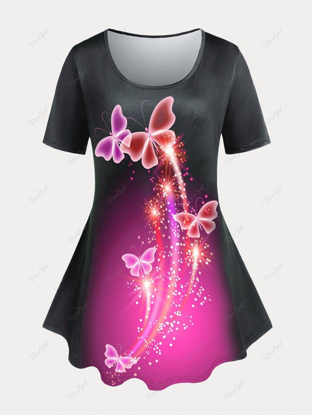 Plus Size & Curve Butterfly Print T-shirt - 4x | Us 26-28