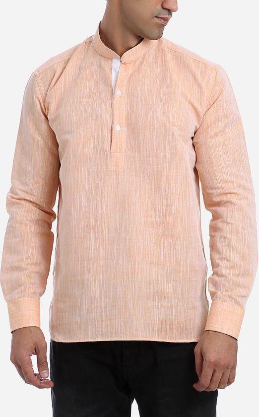 Enzo Mao Collar Linen Shirt - Orange