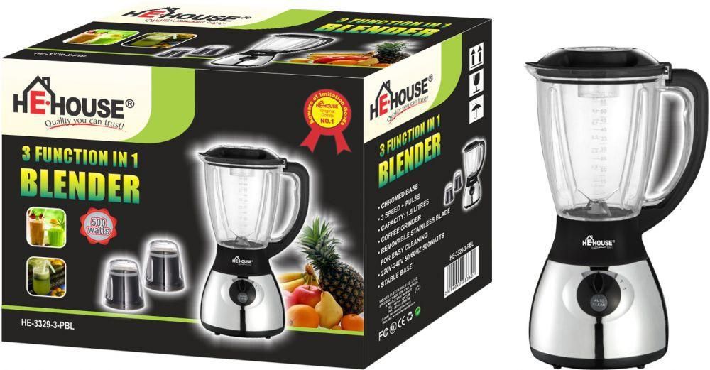 He-House 3 in 1 Function Countertop Blender - 200264, Silver