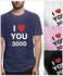 I Love You 3000 Fashion Letters Printing Short Sleeve T-shirt navy blue