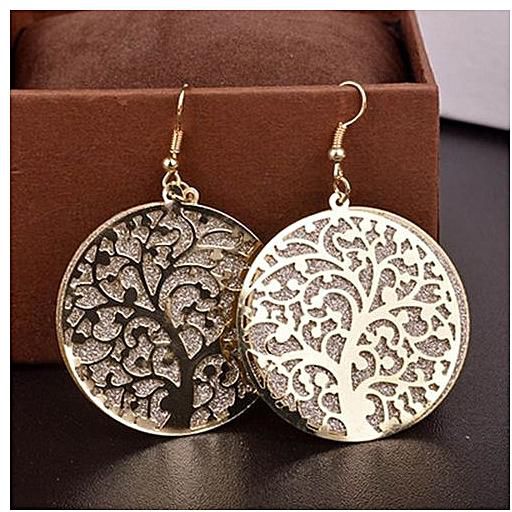 1 Pair Women Vintage Silver Alloy Life Tree Ear Ring Earring