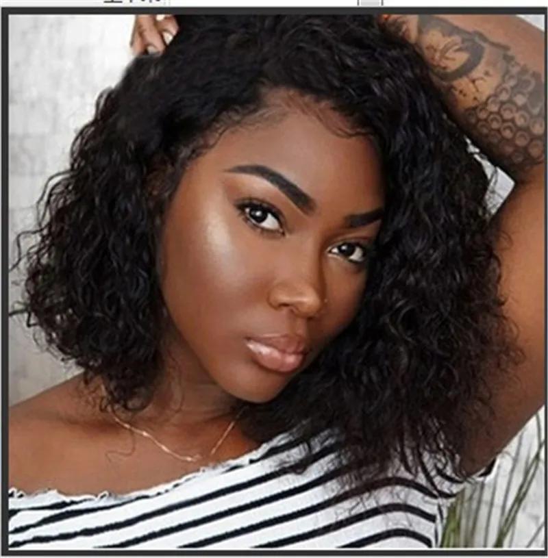 Short Hair Kinky Curly Bob Wig Soft Synthetic Water Wave Wigs For Black Women Ombre Glueless Natural Heat Resistant Cosplay Wig