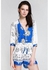 Ethnic Print Plunging Neck 3/4 Sleeve Playsuit