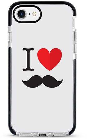 Protective Case Cover For Apple iPhone 7 I Love Moustashe Full Print