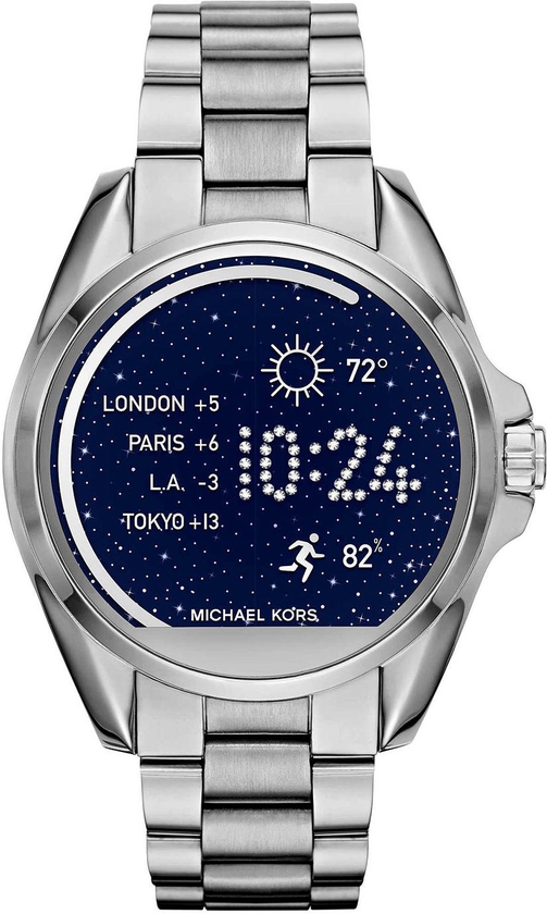 Michael Kors For Men's & Women's Access Bradshaw Blue Dial Silver Tone Stainless Steel Bracelet Touch Screen Digital Smart Watch