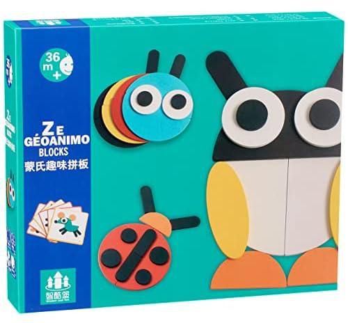 Ze Geoanimo Animals-Shape Wooden Puzzle for Kids - Multi Color